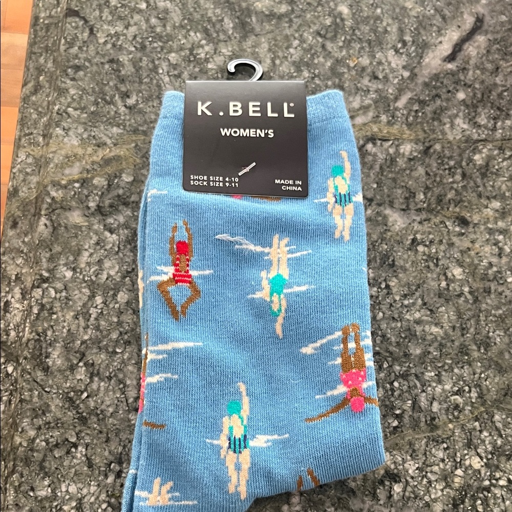 K. Bell Women's Blue Patterned Socks
